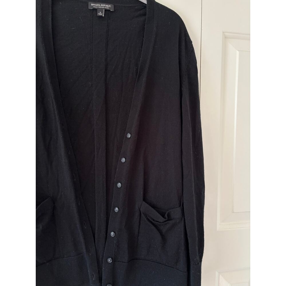 Banana Republic Merino Wool Cardigan Sweater Black Button Front Women’s S - Picture 5 of 7